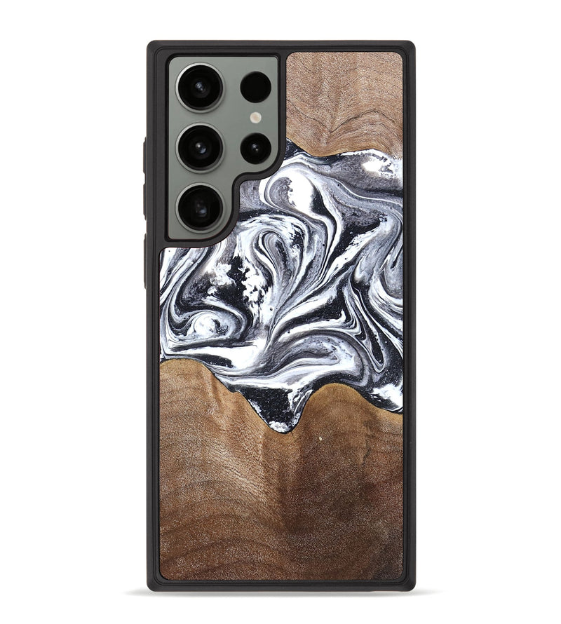 Galaxy S23 Ultra Wood Phone Case - Iris (Black & White, 827914)