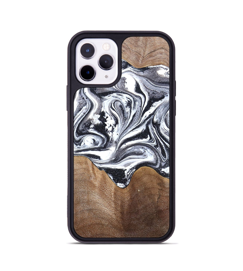 iPhone 11 Pro Wood Phone Case - Iris (Black & White, 827914)