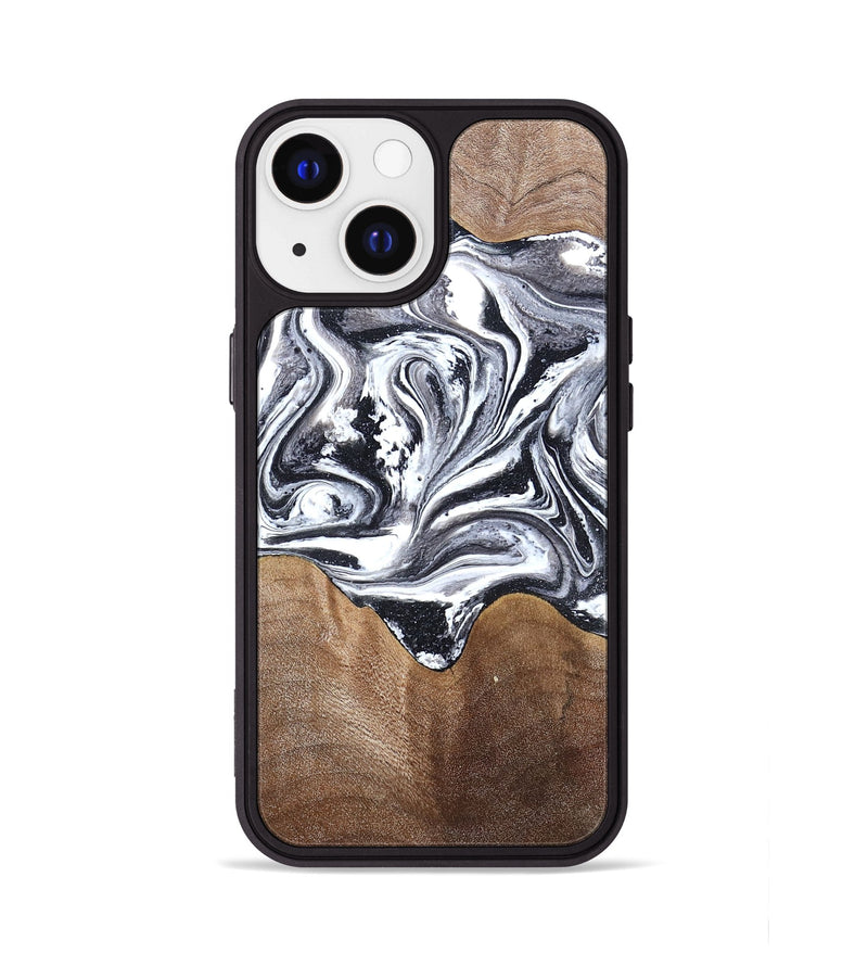 iPhone 13 Wood Phone Case - Iris (Black & White, 827914)
