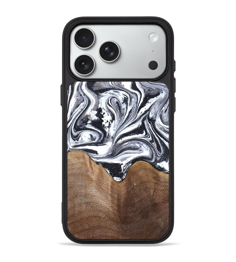 iPhone 18 Pro Max Wood Phone Case - Iris (Black & White, 827914)