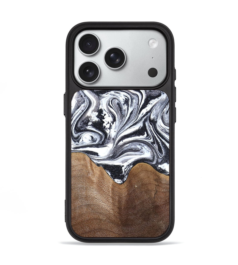 iPhone 18 Pro Wood Phone Case - Iris (Black & White, 827914)