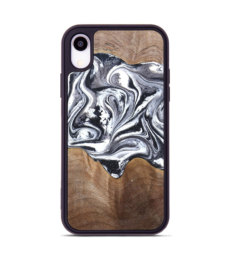 iPhone Xr Wood Phone Case - Iris (Black & White, 827914)