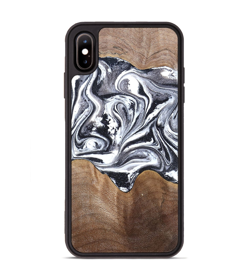 iPhone Xs Max Wood Phone Case - Iris (Black & White, 827914)