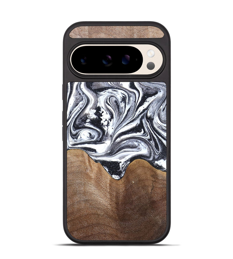Pixel 10 Wood Phone Case - Iris (Black & White, 827914)