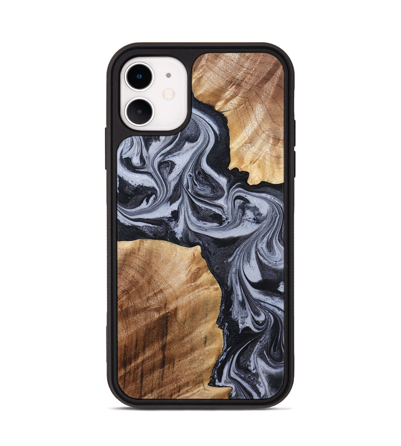 iPhone 11 Wood Phone Case - Shari (Black & White, 827915)