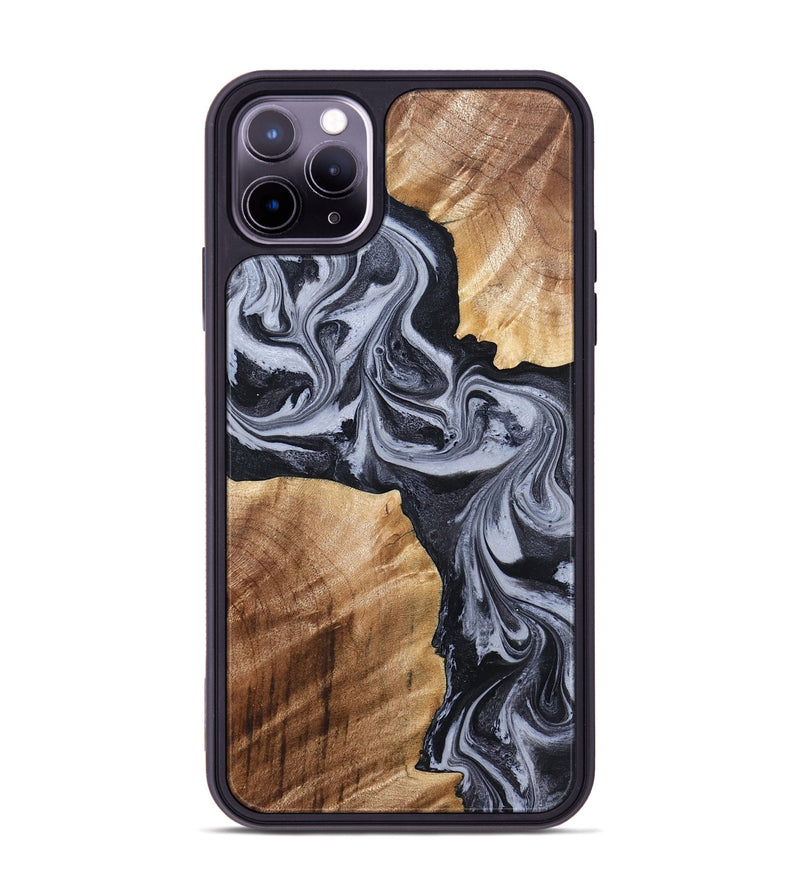 iPhone 11 Pro Max Wood Phone Case - Shari (Black & White, 827915)