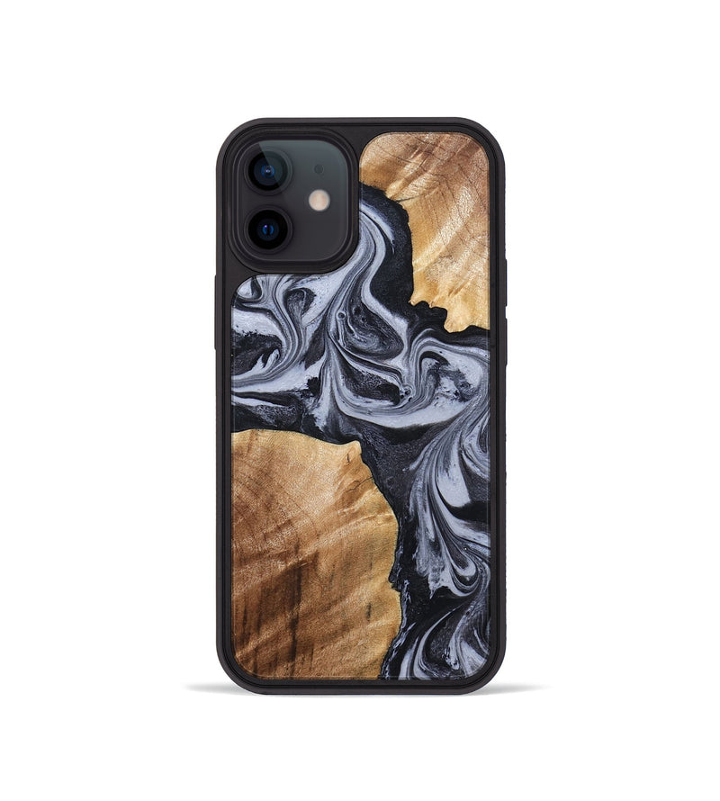 iPhone 12 mini Wood Phone Case - Shari (Black & White, 827915)