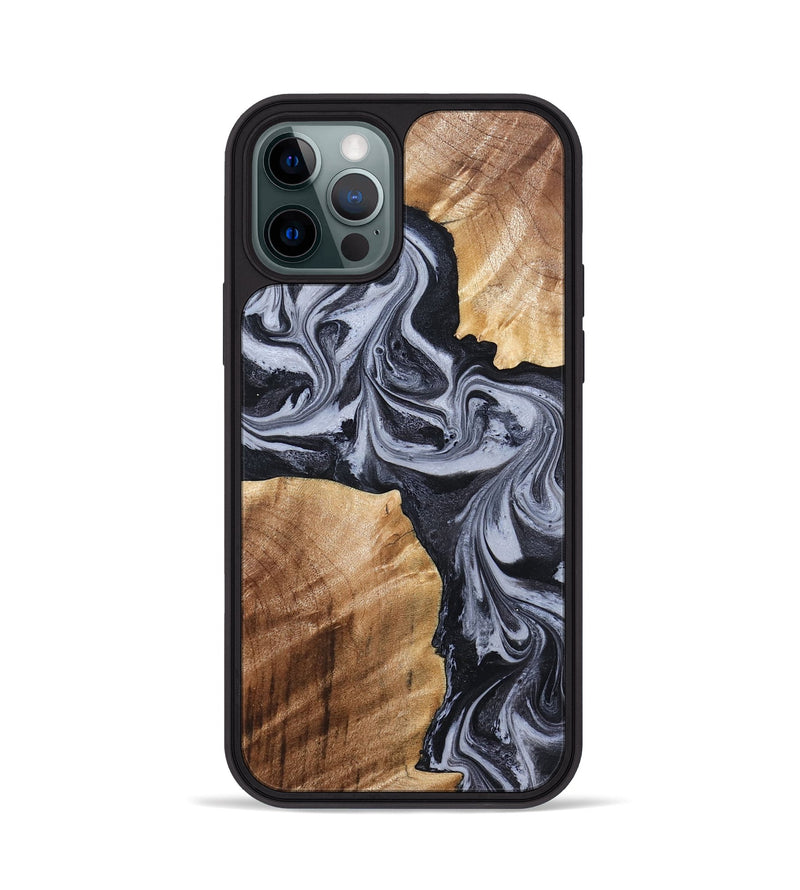 iPhone 12 Pro Wood Phone Case - Shari (Black & White, 827915)