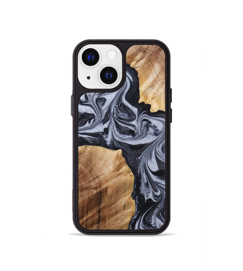 iPhone 13 mini Wood Phone Case - Shari (Black & White, 827915)
