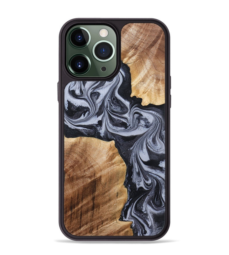 iPhone 13 Pro Max Wood Phone Case - Shari (Black & White, 827915)