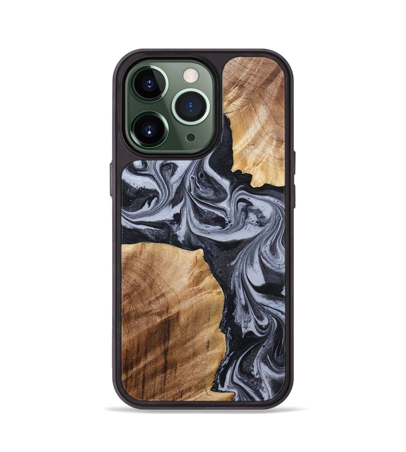 iPhone 13 Pro Wood Phone Case - Shari (Black & White, 827915)