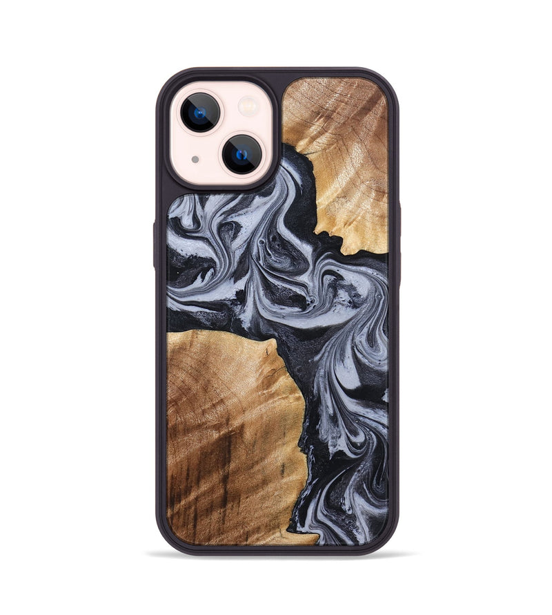 iPhone 14 Wood Phone Case - Shari (Black & White, 827915)