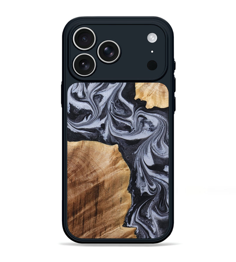 iPhone 17 Pro Max Wood Phone Case - Shari (Black & White, 827915)