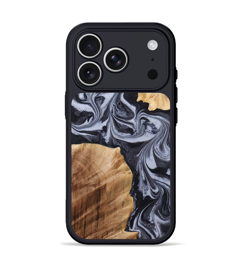 iPhone 17 Pro Wood Phone Case - Shari (Black & White, 827915)