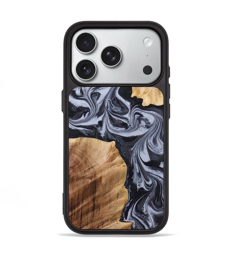 iPhone 18 Pro Wood Phone Case - Shari (Black & White, 827915)