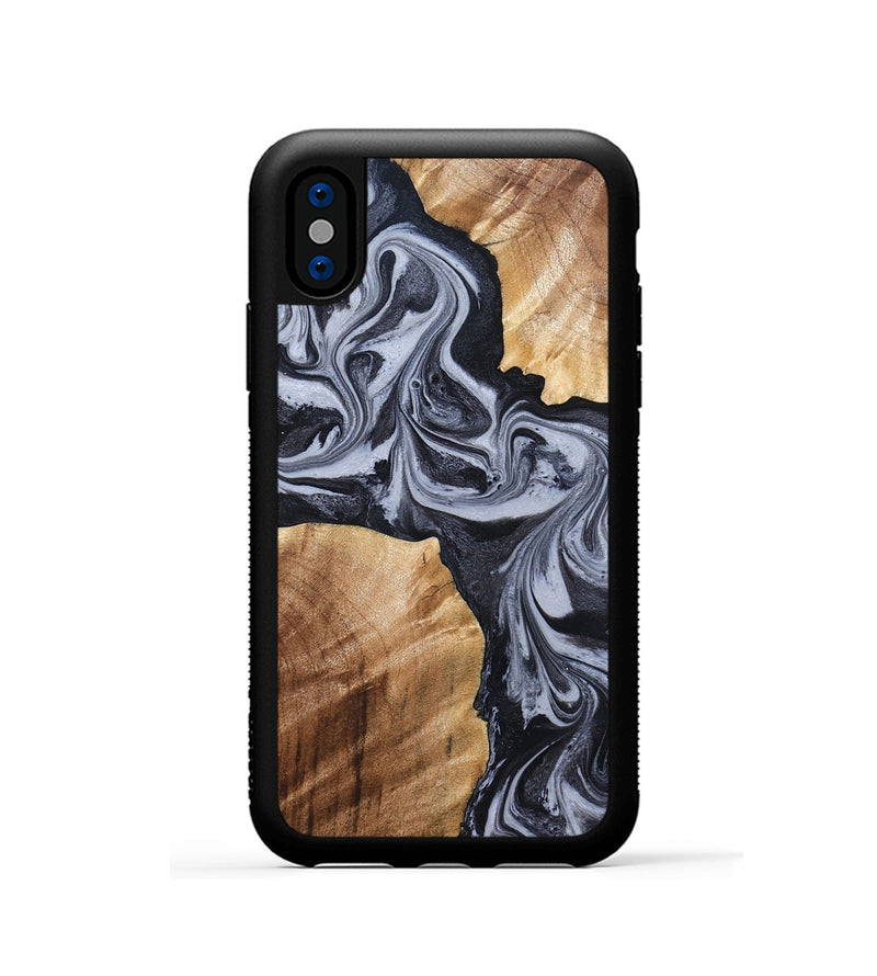 iPhone Xs Wood Phone Case - Shari (Black & White, 827915)