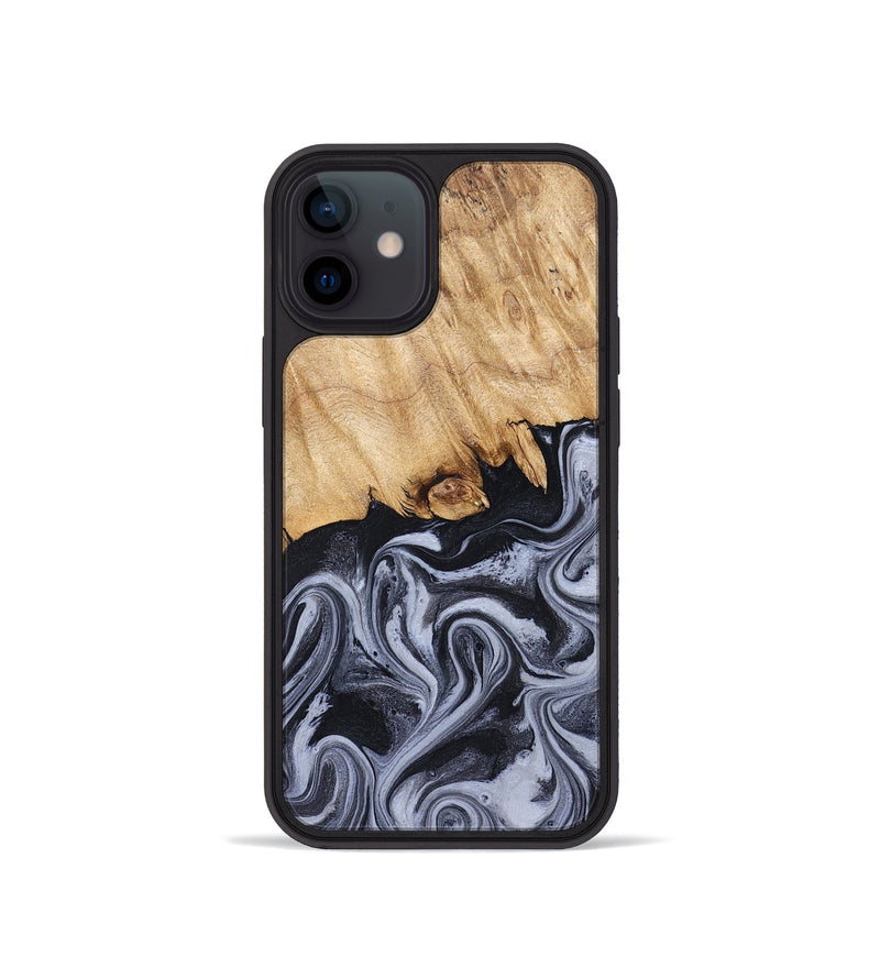 iPhone 12 mini Wood Phone Case - Dashawn (Black & White, 827916)
