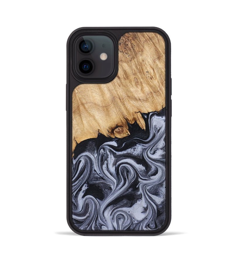 iPhone 12 Wood Phone Case - Dashawn (Black & White, 827916)