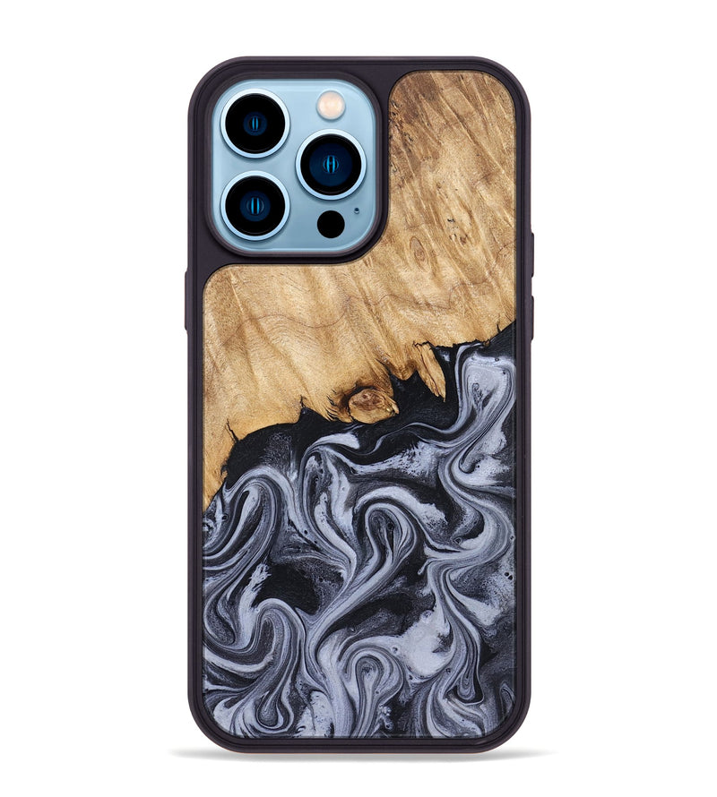 iPhone 14 Pro Max Wood Phone Case - Dashawn (Black & White, 827916)