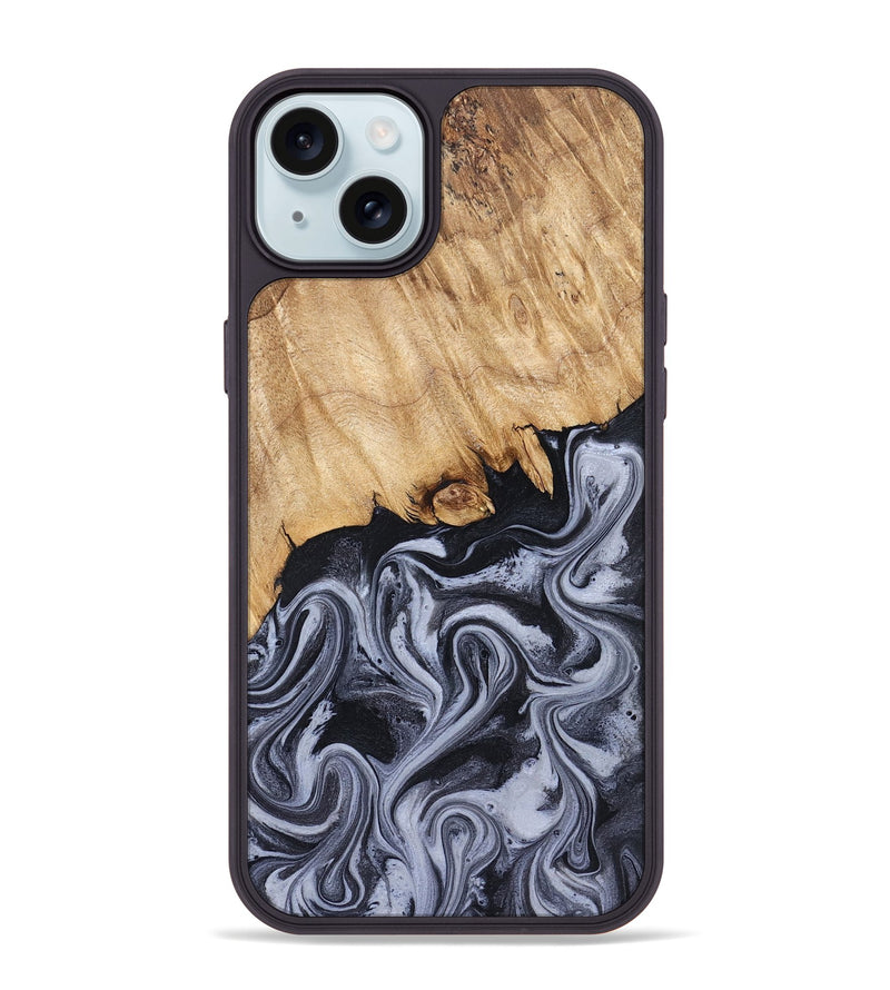 iPhone 15 Plus Wood Phone Case - Dashawn (Black & White, 827916)