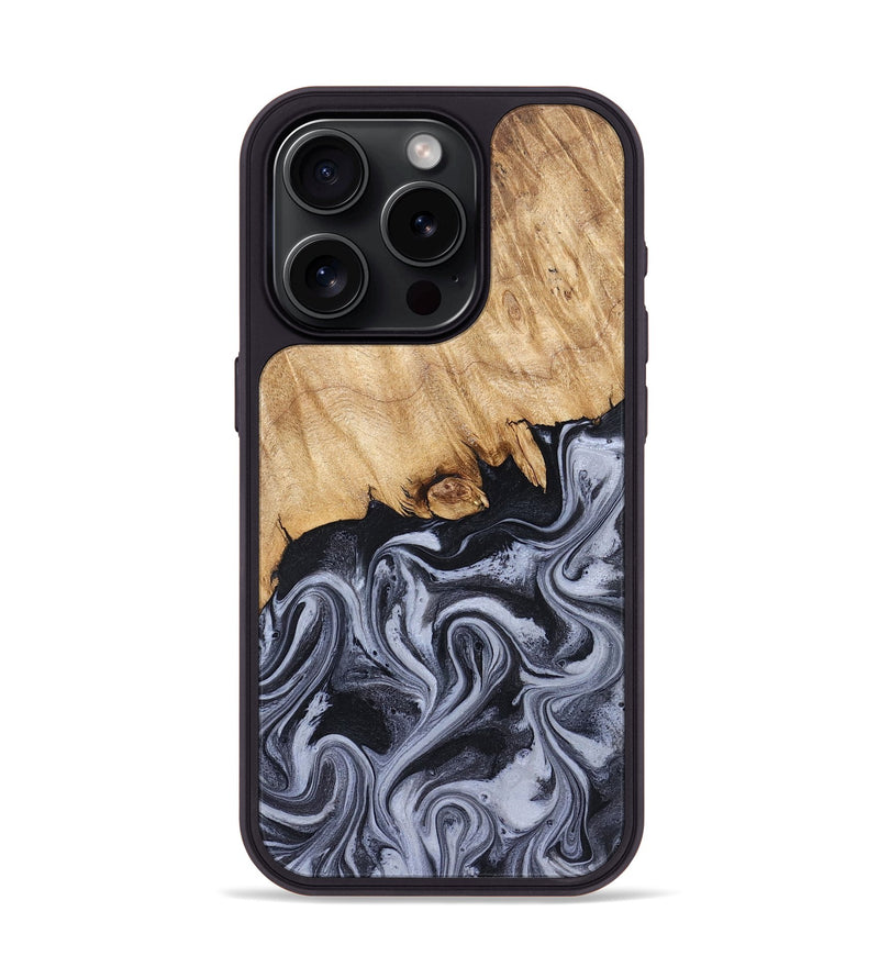 iPhone 15 Pro Wood Phone Case - Dashawn (Black & White, 827916)