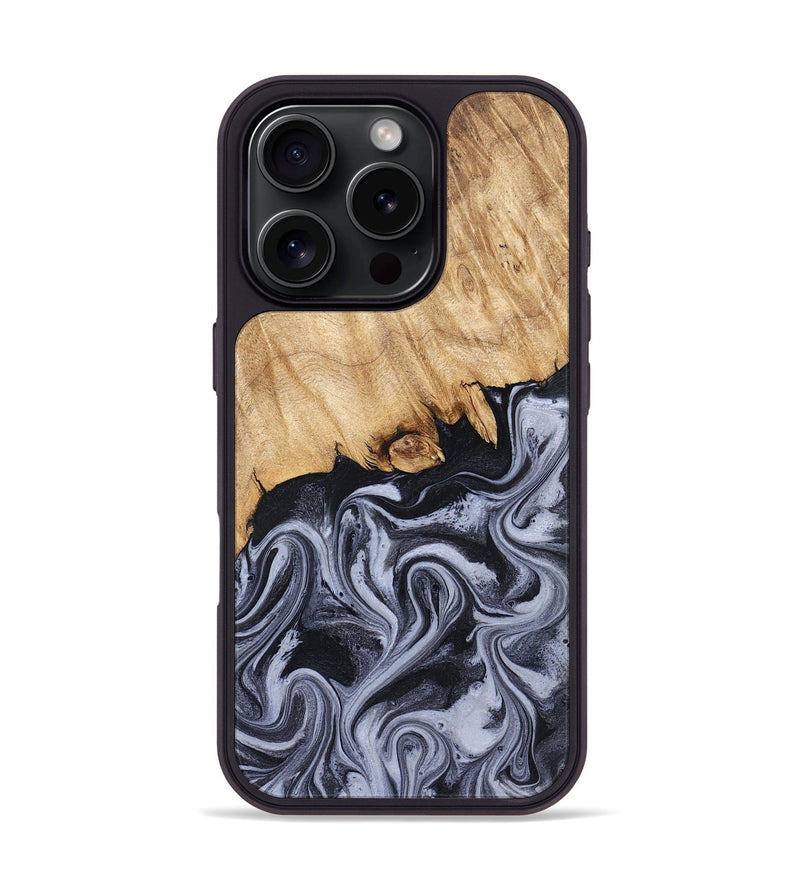 iPhone 16 Pro Wood Phone Case - Dashawn (Black & White, 827916)