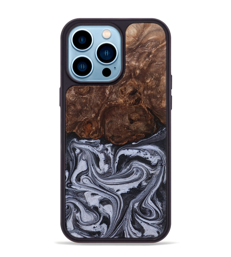 iPhone 14 Pro Max Wood Phone Case - Santino (Black & White, 827917)