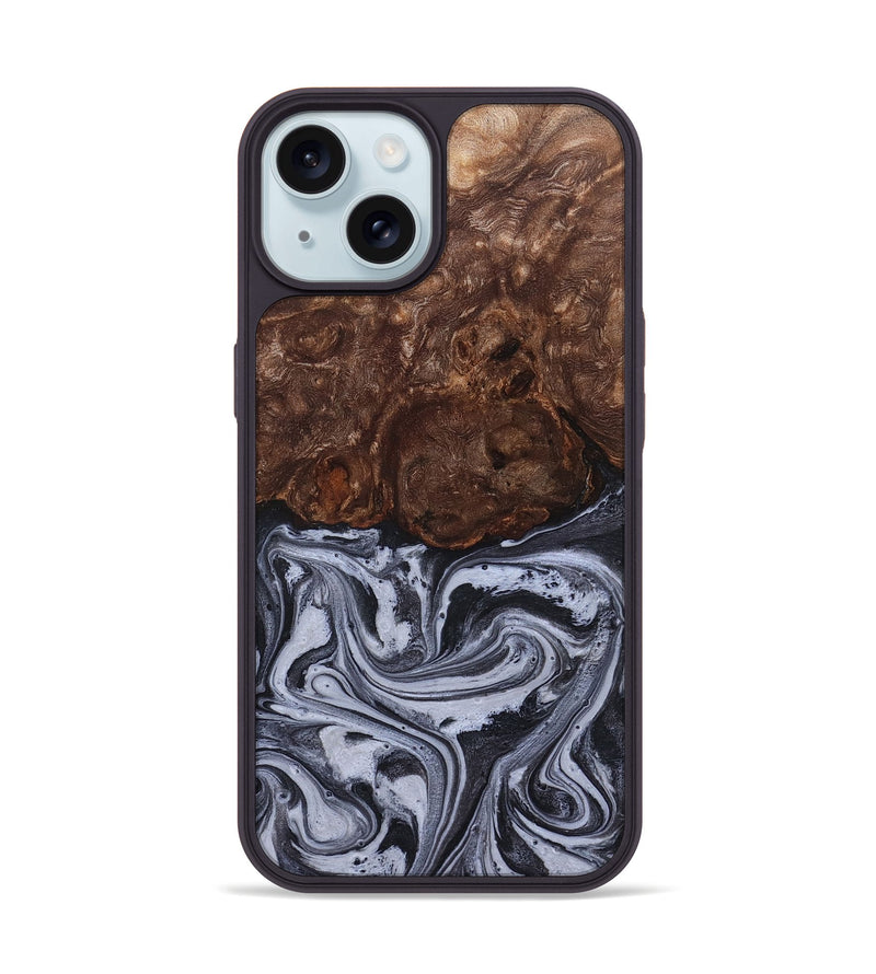 iPhone 15 Wood Phone Case - Santino (Black & White, 827917)