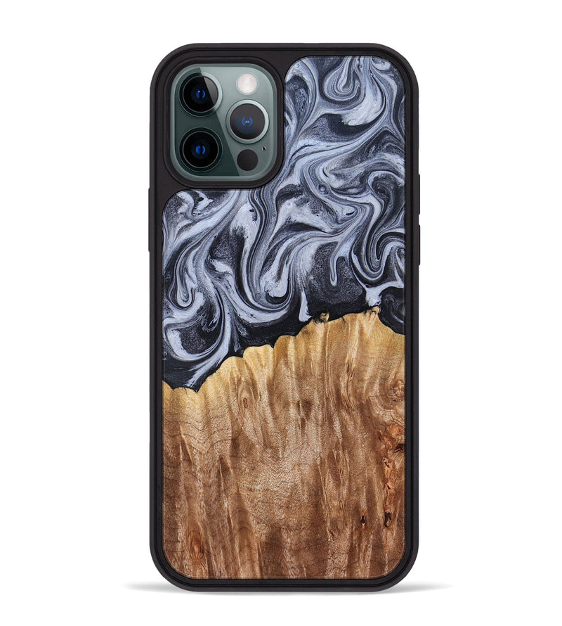 iPhone 12 Pro Max Wood Phone Case - Aniya (Black & White, 827918)