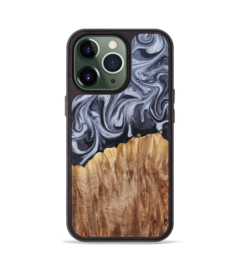 iPhone 13 Pro Wood Phone Case - Aniya (Black & White, 827918)