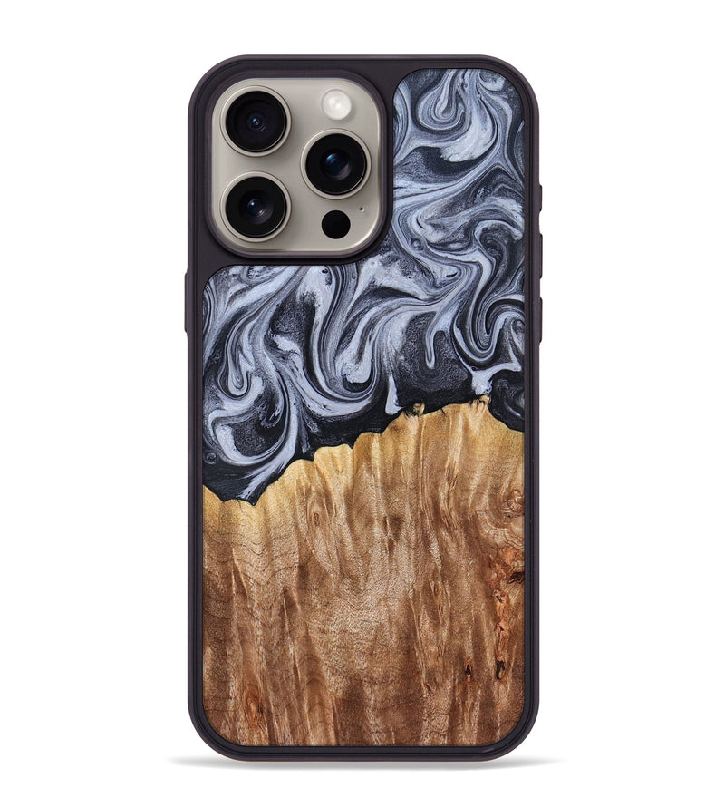 iPhone 15 Pro Max Wood Phone Case - Aniya (Black & White, 827918)