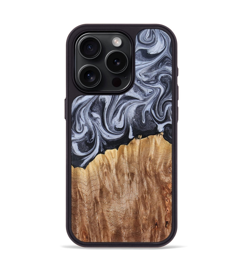 iPhone 15 Pro Wood Phone Case - Aniya (Black & White, 827918)
