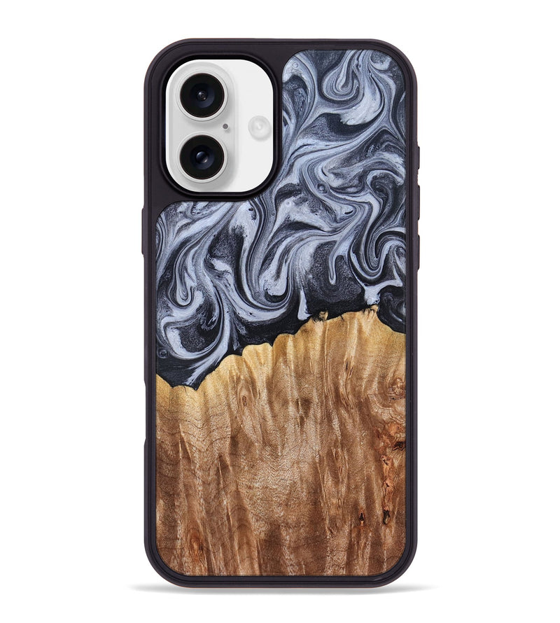 iPhone 16 Plus Wood Phone Case - Aniya (Black & White, 827918)