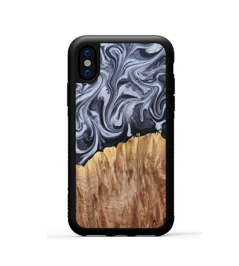 iPhone Xs Wood Phone Case - Aniya (Black & White, 827918)