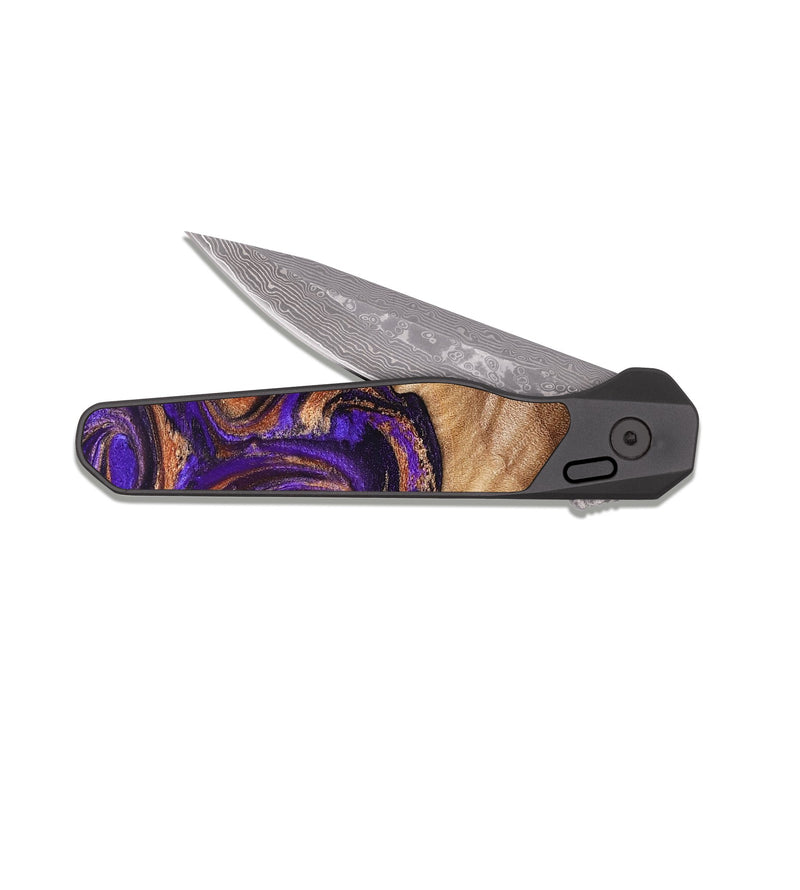 EDC Dark Damascus Wood Pocket Knife - Kairi (Purple, 827922)