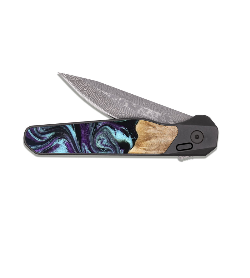 EDC Dark Damascus Wood Pocket Knife - Beckham (Purple, 827924)