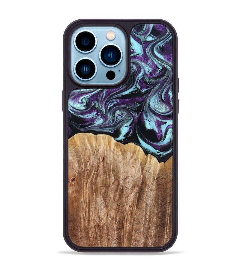 iPhone 14 Pro Max Wood Phone Case - Beckham (Purple, 827924)