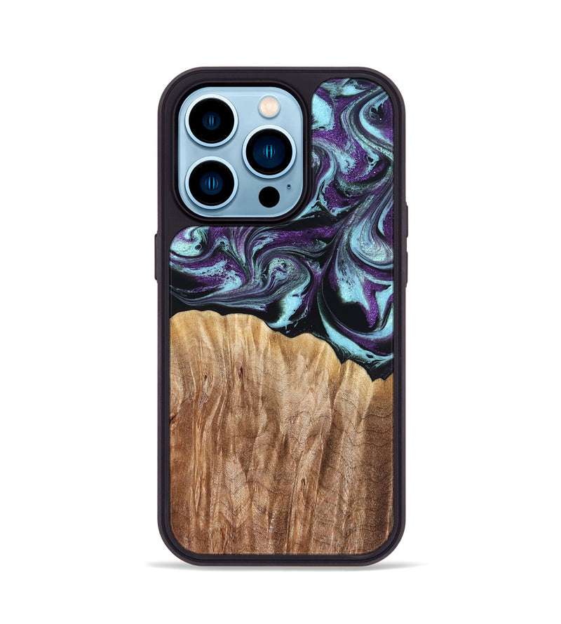 iPhone 14 Pro Wood Phone Case - Beckham (Purple, 827924)
