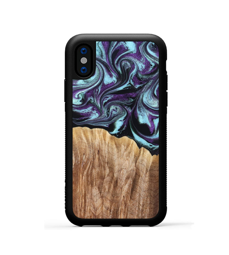 iPhone Xs Wood Phone Case - Beckham (Purple, 827924)