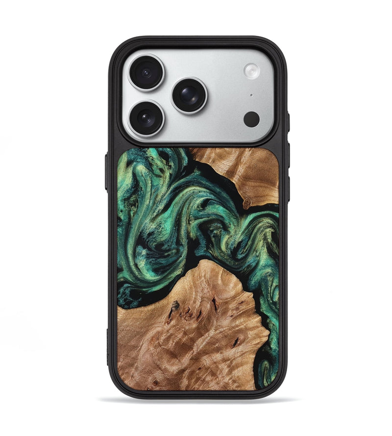 iPhone 18 Pro Wood Phone Case - Enoch (Green, 827937)