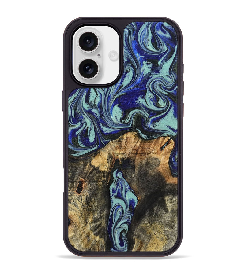 iPhone 16 Plus Wood Phone Case - Ona (Blue, 827938)