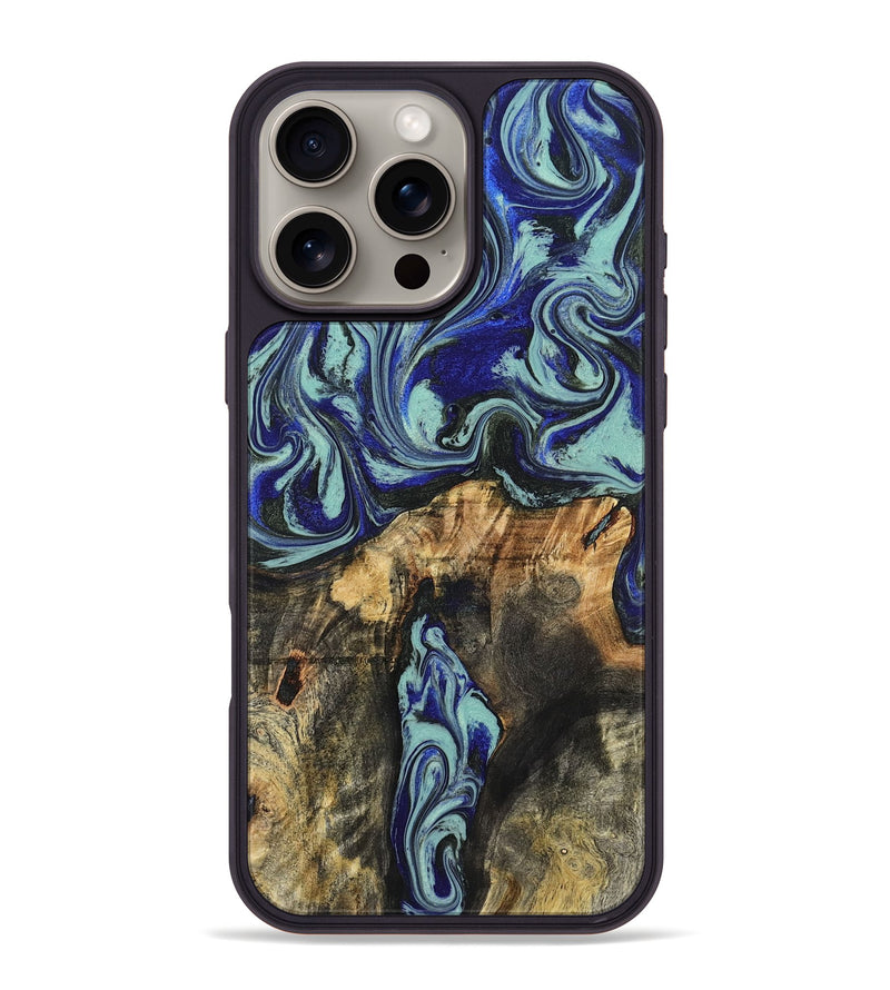 iPhone 16 Pro Max Wood Phone Case - Ona (Blue, 827938)