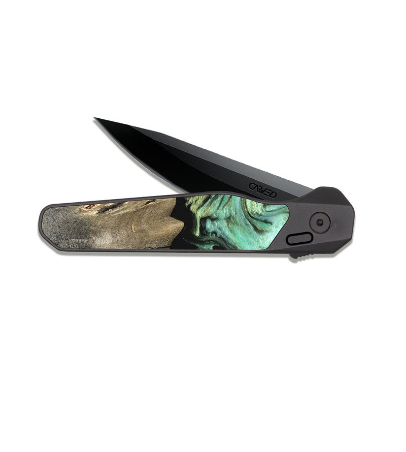 EDC Dark Slate Wood Pocket Knife - Anya (Green, 827939)