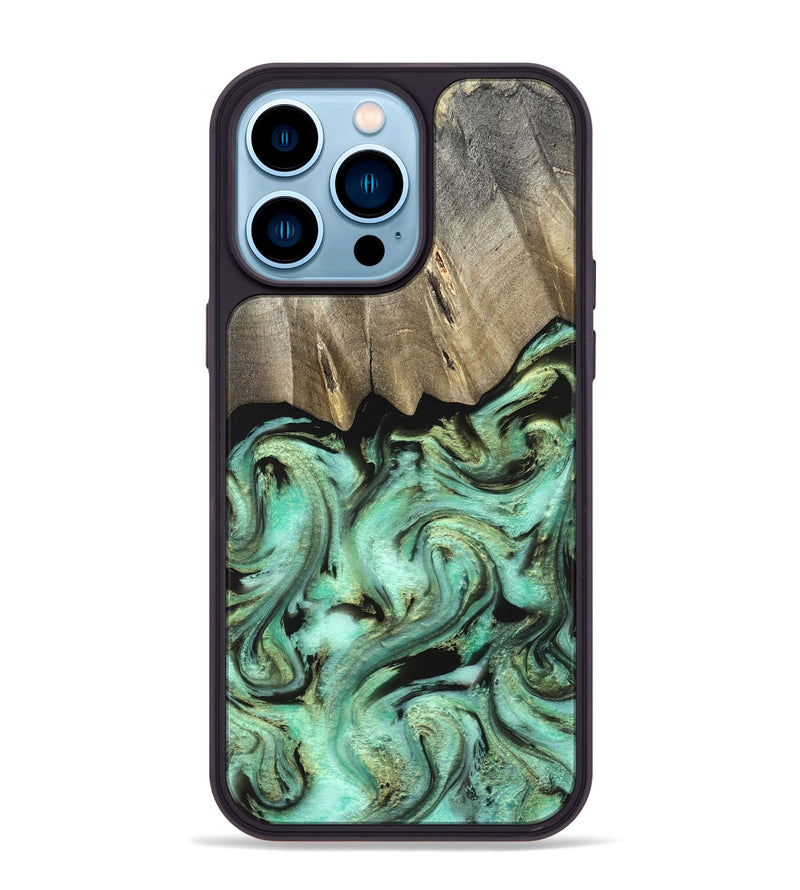 iPhone 14 Pro Max Wood Phone Case - Anya (Green, 827939)
