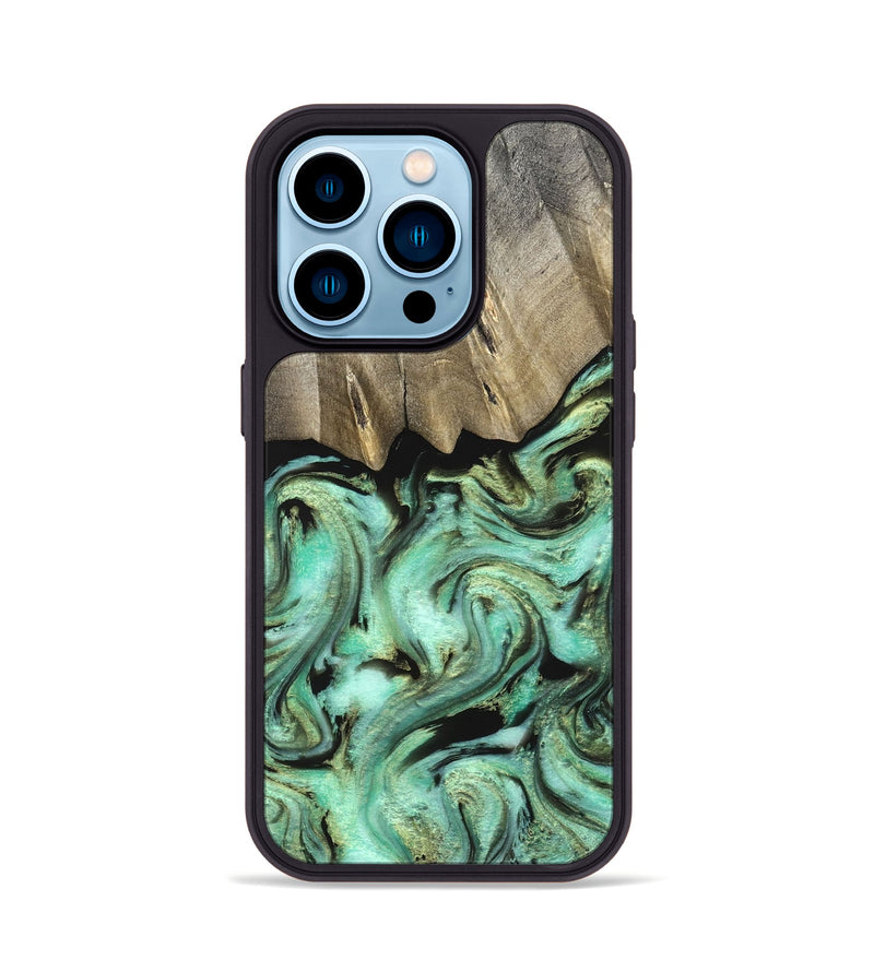 iPhone 14 Pro Wood Phone Case - Anya (Green, 827939)