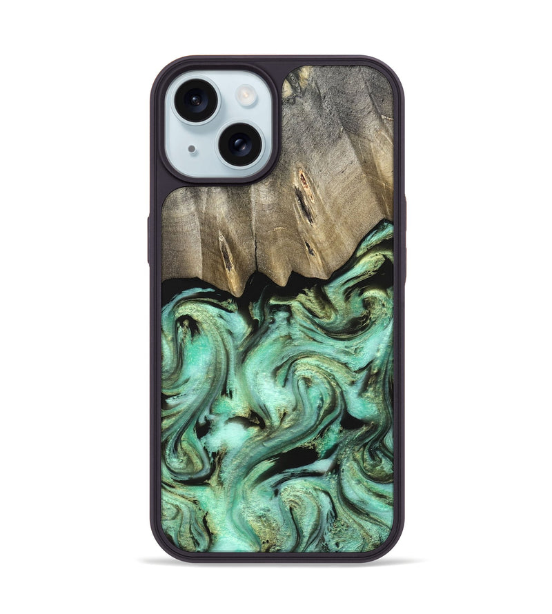 iPhone 15 Wood Phone Case - Anya (Green, 827939)