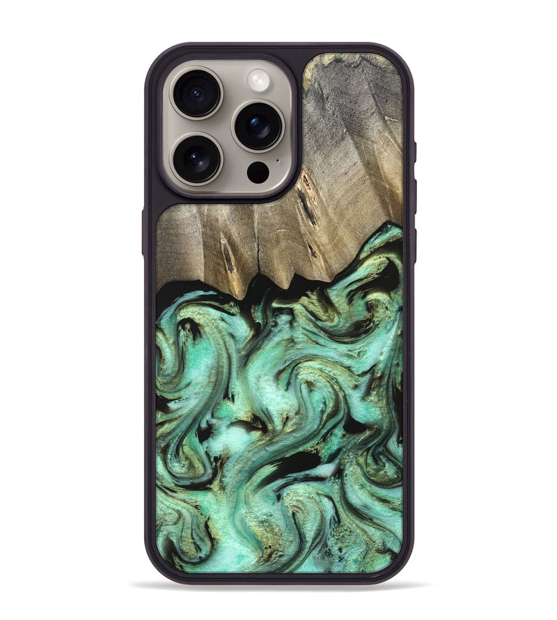 iPhone 15 Pro Max Wood Phone Case - Anya (Green, 827939)