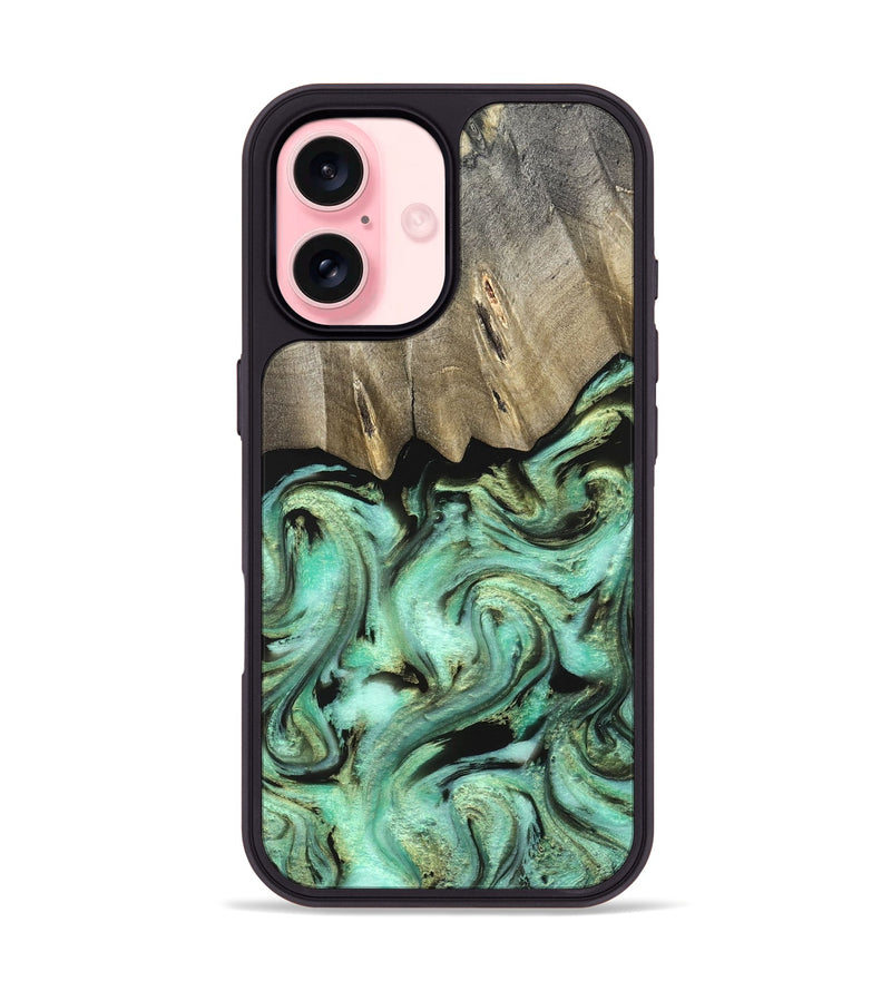 iPhone 16 Wood Phone Case - Anya (Green, 827939)