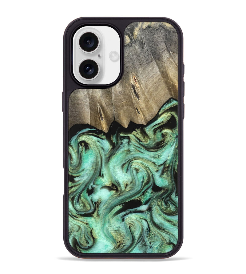 iPhone 16 Plus Wood Phone Case - Anya (Green, 827939)