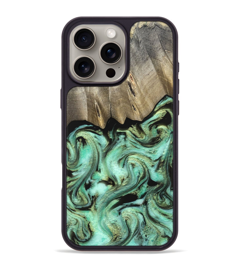 iPhone 16 Pro Max Wood Phone Case - Anya (Green, 827939)